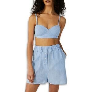 Favorite Daughter Ex-Boyfriend Bra Adjustable Straps Padded Blue/White W M NWOT